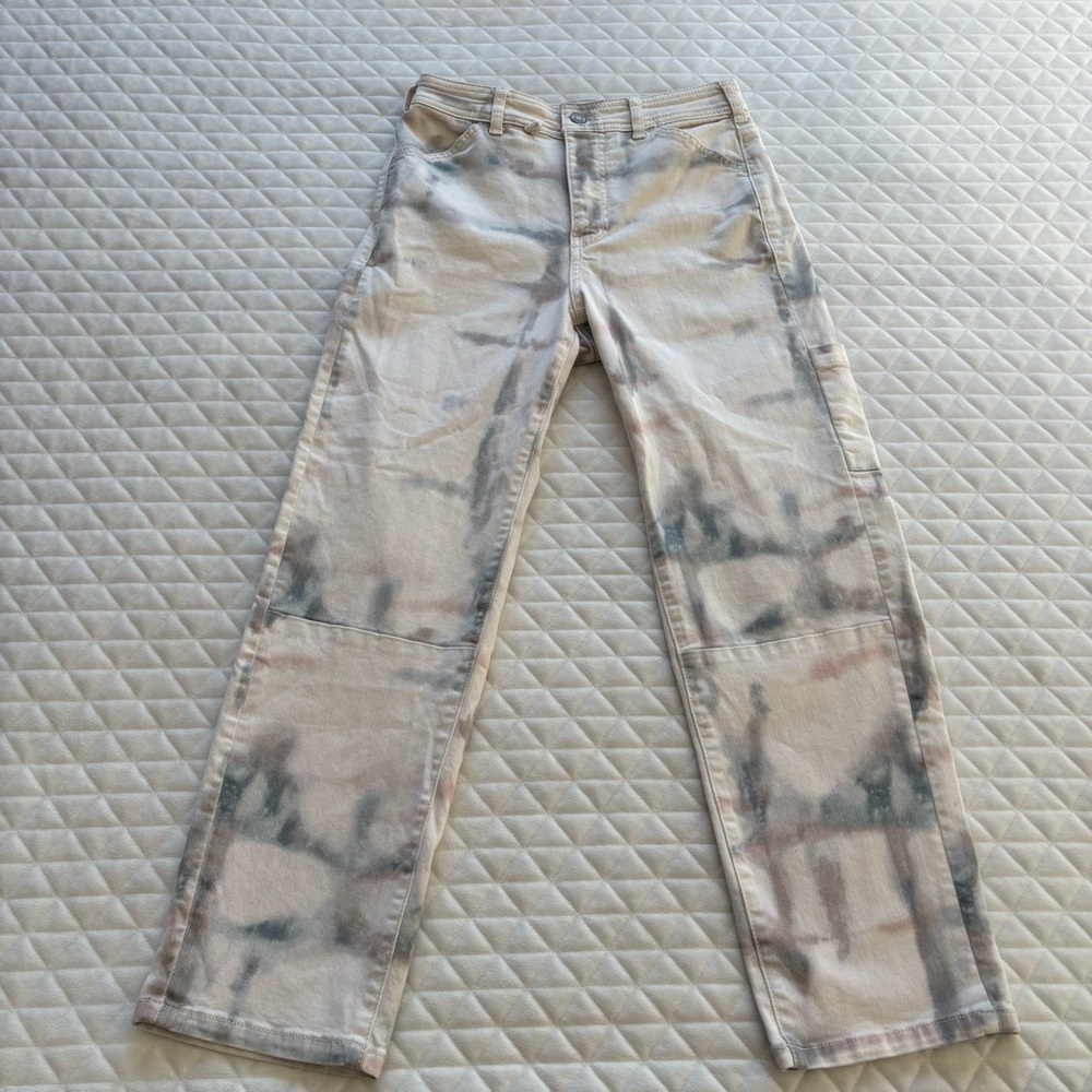 Anthropologie Pilcro Ultra High Rise Relax Carpenter Jeans Sz 25 White Dye Wash